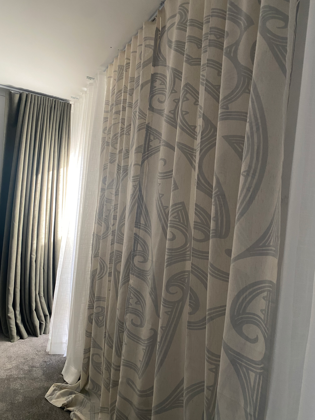 Māori Design Sheers - Cream