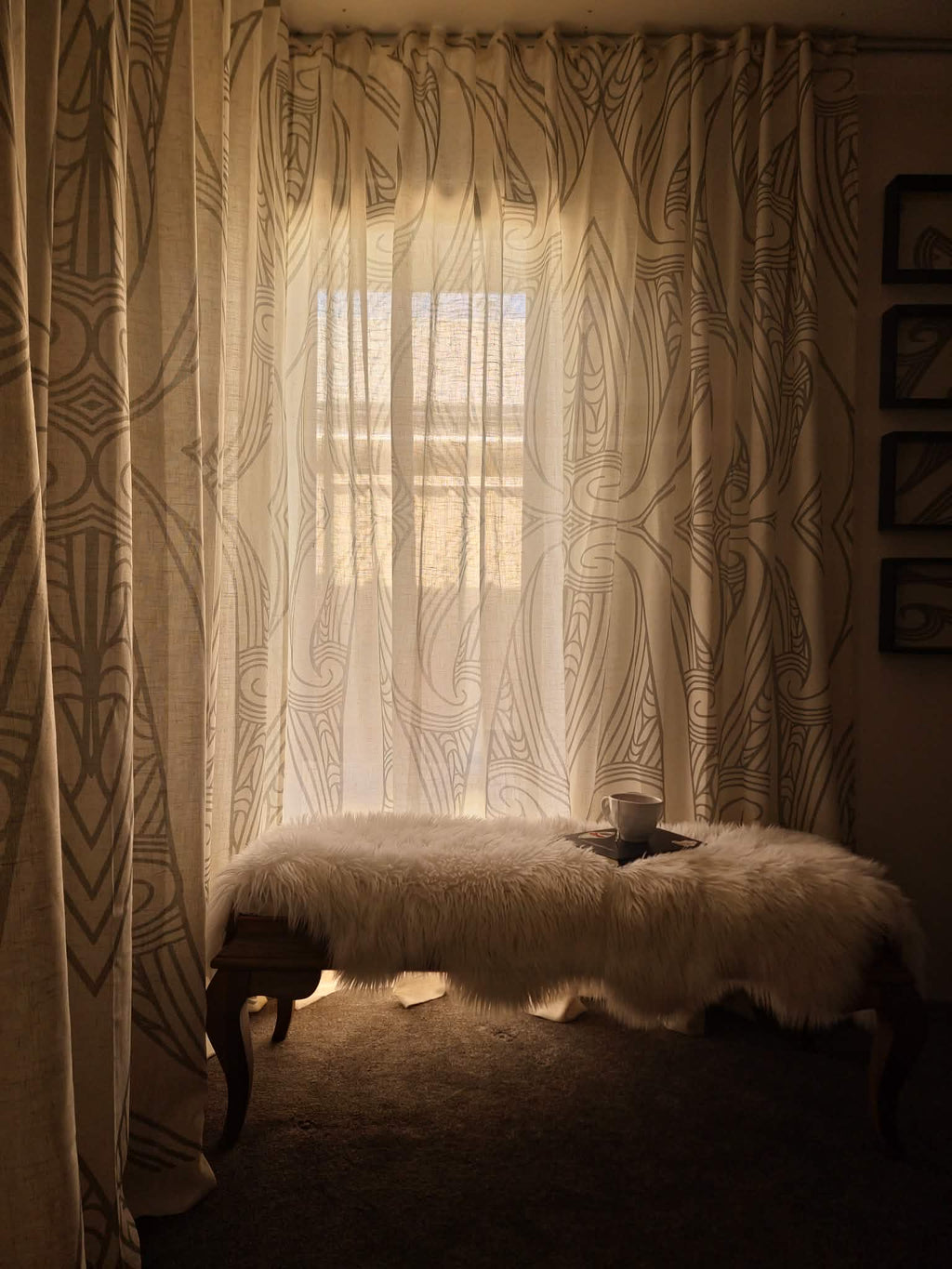 Māori Design Sheers - Cream