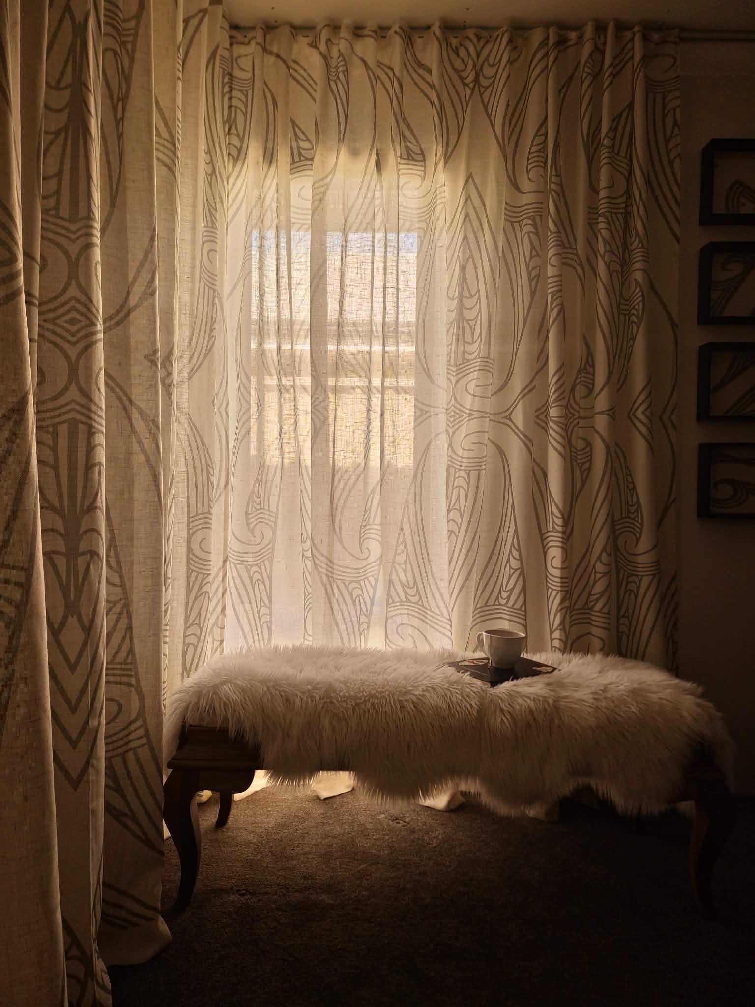 Māori Design Sheers - Cream